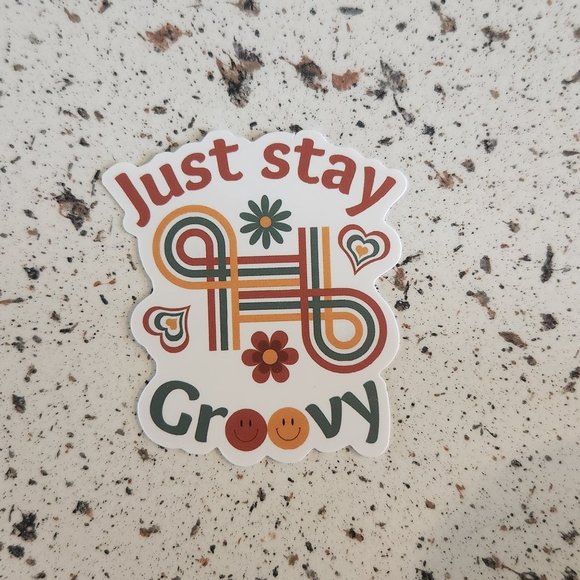10/$10 NEW Just Stay Groovy Hippie Boho Retro Love Flower Sticker - Picture 1 of 2